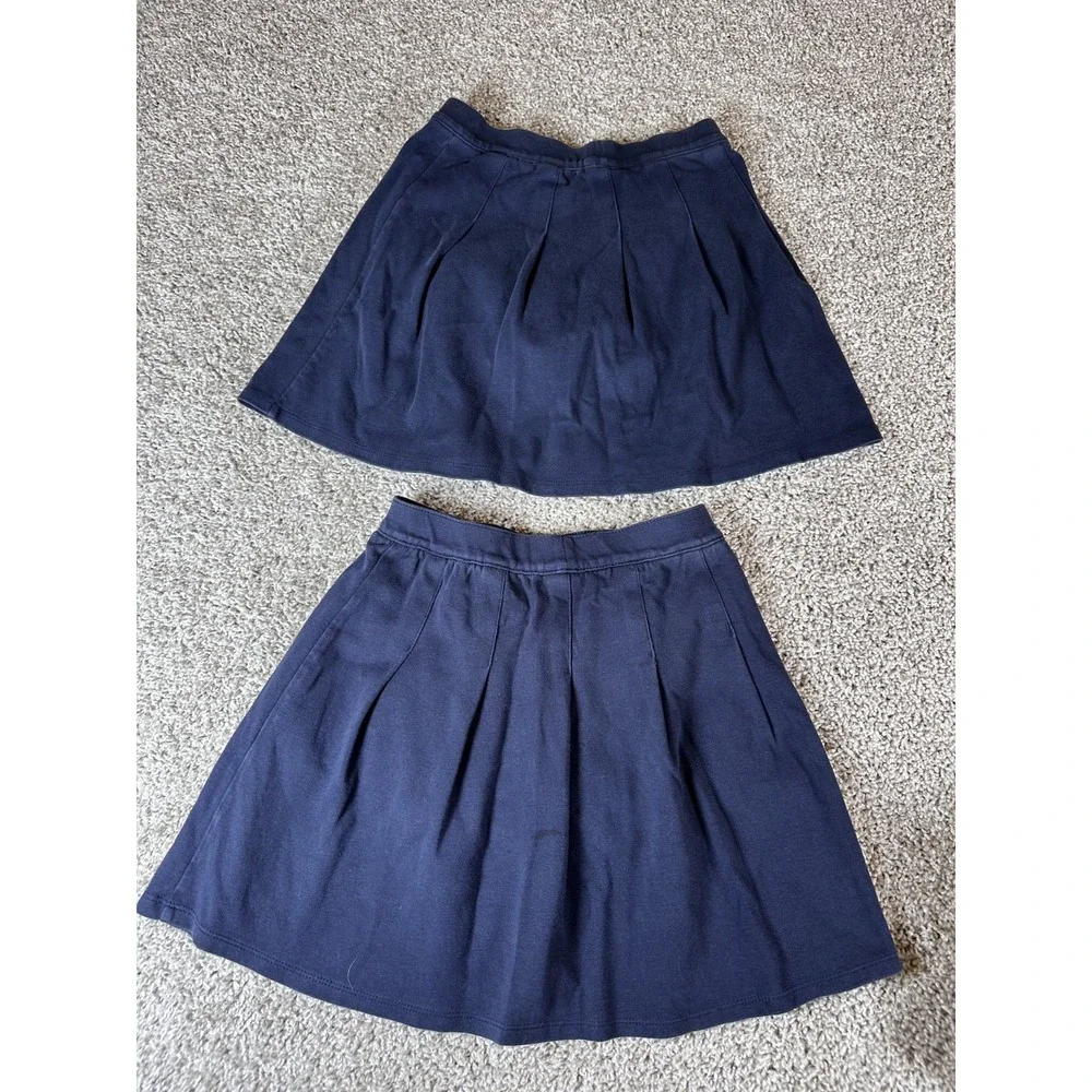 Lot of 2 Girls Oshkosh B'gosh Uniform Skirts Sz 12A Navy Pleated Pull On Stretch